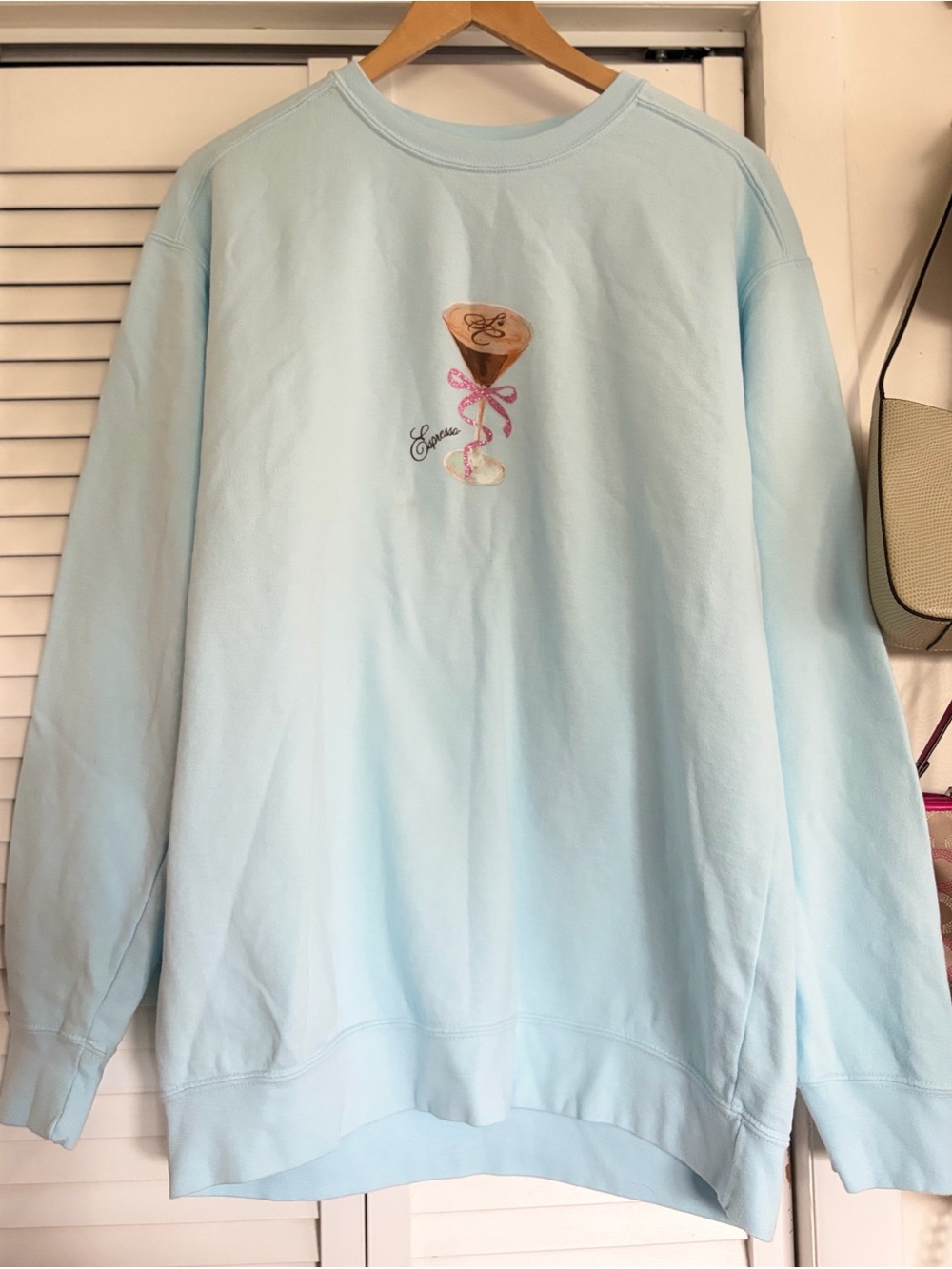 Sabrina Carpenter Light Blue Espresso Crewneck Sweatshirt merch